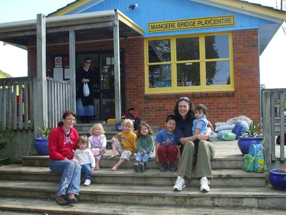 Mangere Bridge Playcentre parents and children enjoying their new facilities.