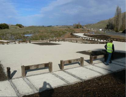 Limestoned parking areas are being consolidated.