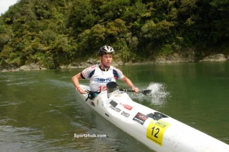 Dougal Allan on the kayak leg