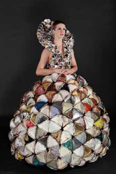 Nicole Linnell's entry Rise from the Ruins  which won Shell Student Innovation Award at  the World of WearableArt Awards.