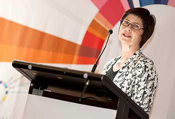 Professor Claire Massey speaks at the launch of Global  Entrepreneurship Week.