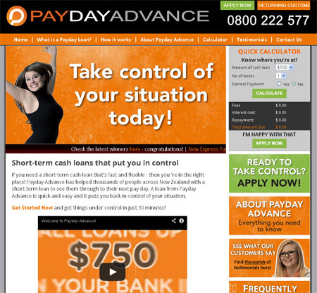 Redesigned Payday Advance Website