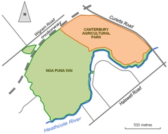 Nga Puna Wai - A map showing the park and reserve spaces
