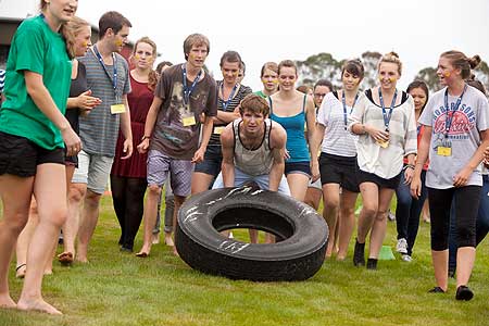 First year students participate in team building exercises during Let's Get Going at the Manawatu campus.   