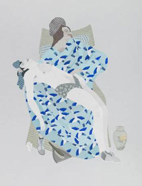 Kushana Bush, Pieta, 2011, gouache and pencil on paper, 760 x 560mm. Hocken Collections, Dunedin.