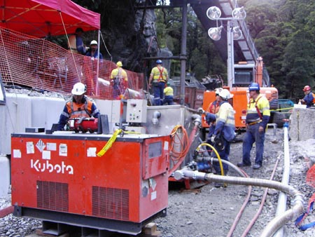 Gorniczy Agregat Gasniczy (GAG) jet inertisation unit, in operation at the Pike River mine this morning, Thursday 02 December.