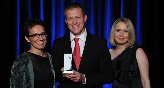 Award winners Katia Fraser and Robert Makgill, North South Environmental Law with Angela Jacobsen, Account Manager, NZ Lawyer & New Zealand Law Awards