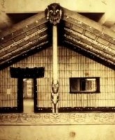 Exterior of the historic M&#257;taatua Wharenui or meeting house