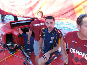 Spanish football squad pay Camper Volvo Ocean Race crew a visit
