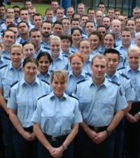 Constable Kelly Hindle front and centre of the seventy seven new constables about to hit the beat.